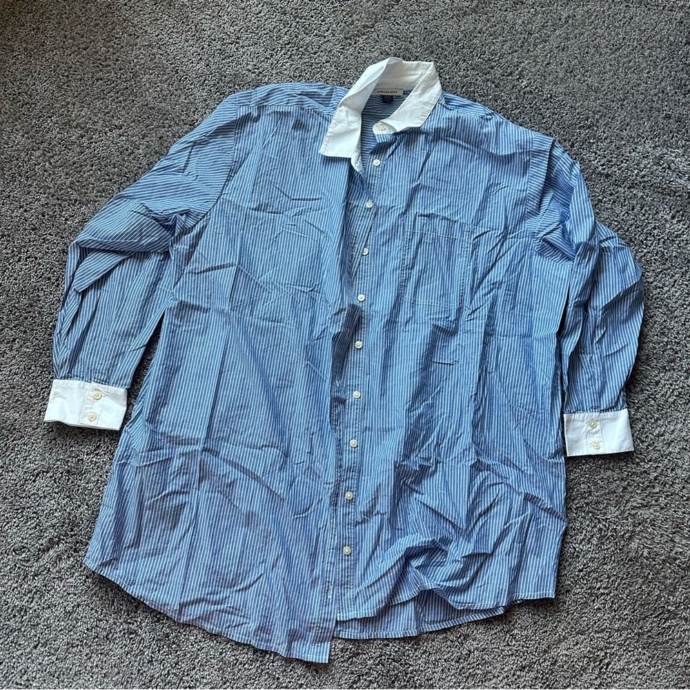 American Eagle Outfitters Blue and White Striped Swim Coverup
